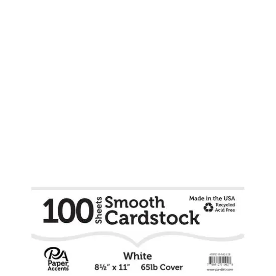 PA Paper&trade; Accents 8.5" x 11" 65lb. Smooth Cardstock, 100 Sheets White {2}