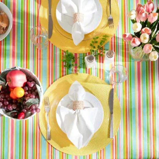 Spring Stripe Vinyl Tablecloth 60" x 84" {6}