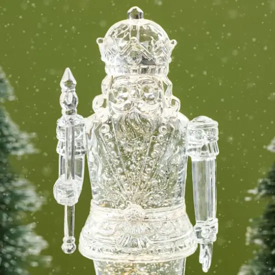 Glitzhome&reg; 12.5" Lighted Acrylic Crystal Nutcracker Figurine Waterglobe {4}