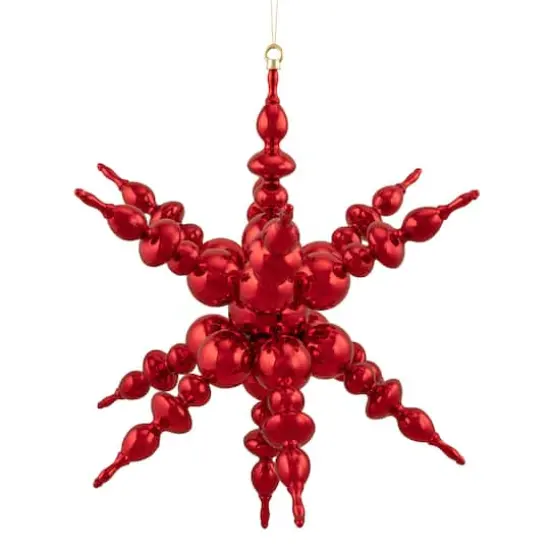 24" Shiny Red 3D Sunburst Snowflake Commercial Ornament {5}