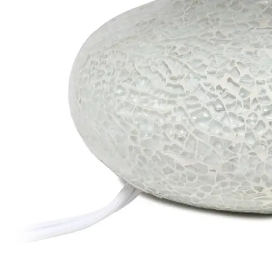 Simple Designs 14" Mosaic Glass Genie Table Lamp with Fabric Shade White {8}