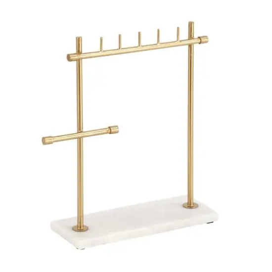 Gold Marble Modern Jewelry Stand, 13" x 12" x 4" {3}