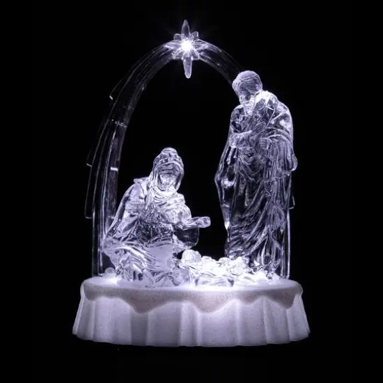 7'' LED Lighted Musical Icy Crystal Nativity Scene Christmas Decoration {4}