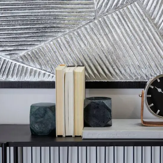 CosmoLiving by Cosmopolitan 4" Geometric Marble Block Bookend Set Gray {4}