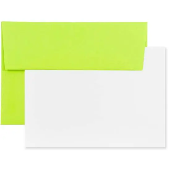 JAM Paper A2 Brite Hue Blank Greeting Cards & Envelopes, 25ct. Ultra Lime {1}