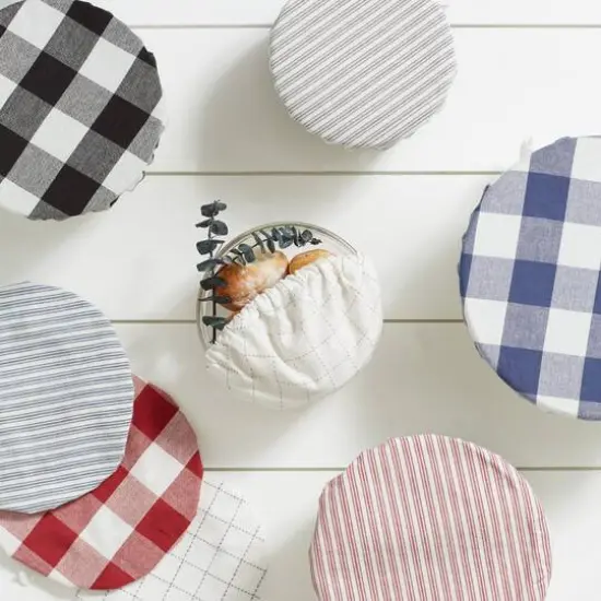 DII&reg; Assorted Gray Buffalo Check Woven Dish Cover Set {8}