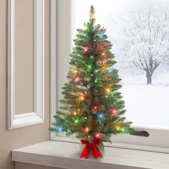 3ft. Pre-Lit Artificial Fraser Fir Tree, Multicolor Lights {3}