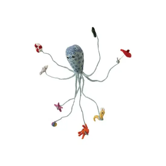 Hello Honey 23" Multicolor Handmade Wool Felt & Wire Octopus with Sea Creatures & Toys {6}