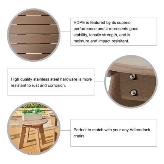 Glitzhome&reg; 20" Outdoor Patio Round Side Table Tan {7}