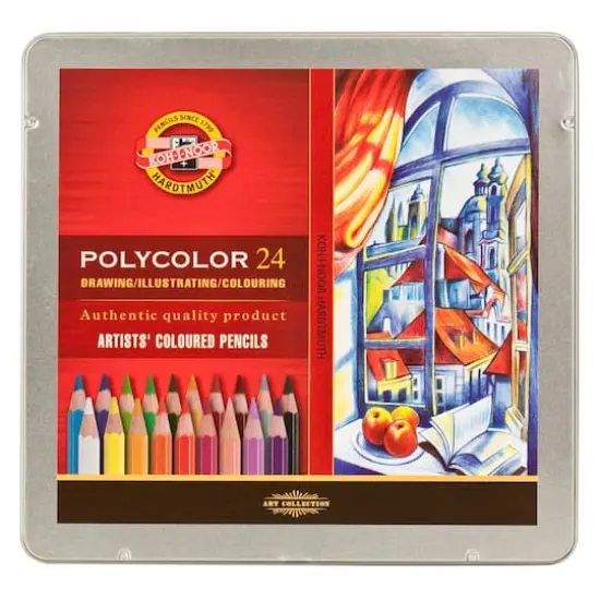 Koh-I-Noor Polycolor 24 Color Artists' Colored Pencil Tin Set {1}