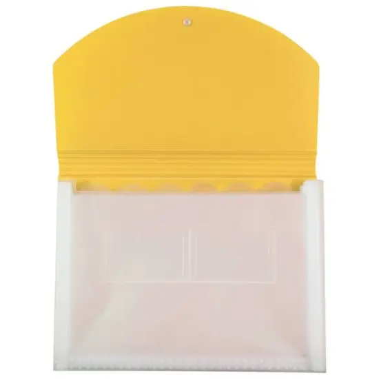 JAM Paper 9.5" x 13" Two-Tone Yellow Plastic Accordion Folder {4}