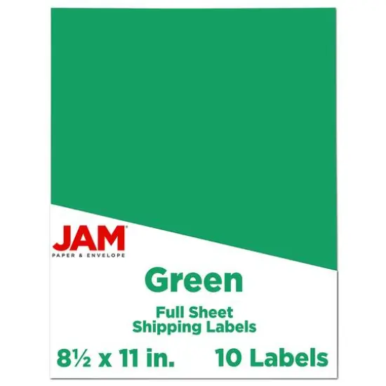 JAM Paper Shipping Labels, 8.5" x 11" Green {1}