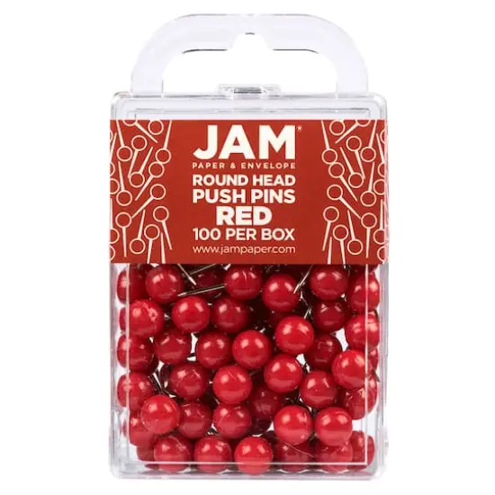 JAM Paper Colorful Round Push Pins, 100ct. Red {1}
