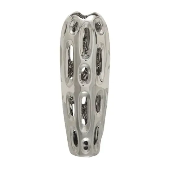 21" Silver Ceramic Contemporary Vase {1}