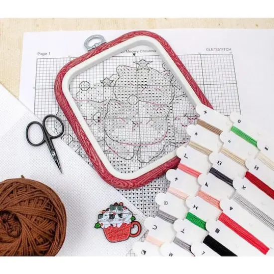 LetiStitch Meowy Christmas with Hoop Counted Cross Stitch Kit {5}