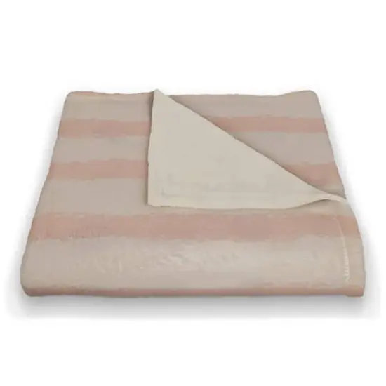 Stripes Coral Fleece Blanket Cream/Pink {3}