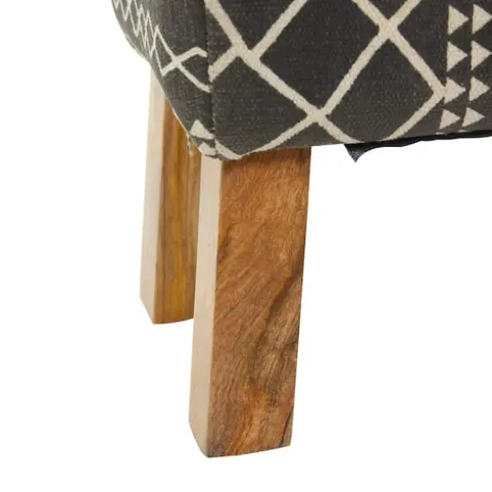 33" Black Wood Tribal Bench with Wood Legs {4}