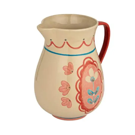 Hello Honey&reg; 9.5" Multicolor Floral Stoneware Pitcher with Handle {1}