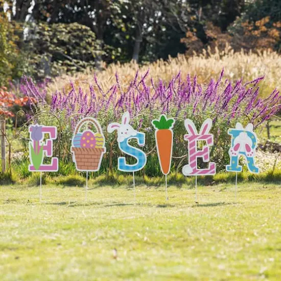 Glitzhome&reg; 49.5" Set of 6 Easter Icon Metal Yard Stake {5}