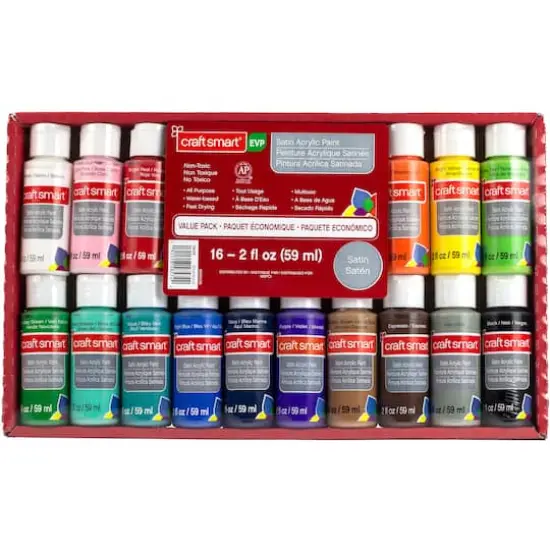 16 Color Satin Acrylic Paint Value Pack by Craft Smart&reg; {3}