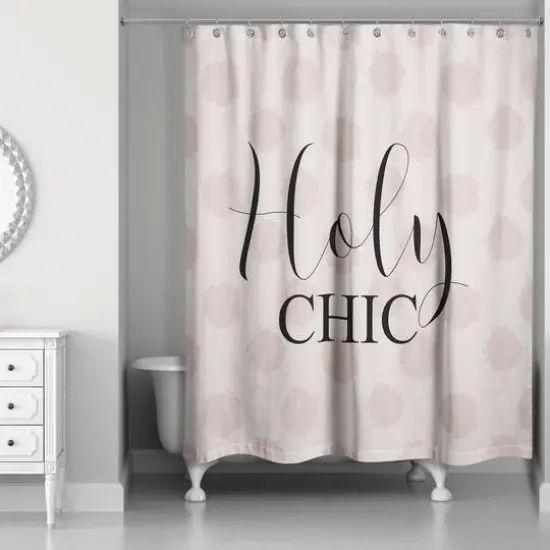 Holy Chic Polka Dots Shower Curtain Pink/Cream {3}
