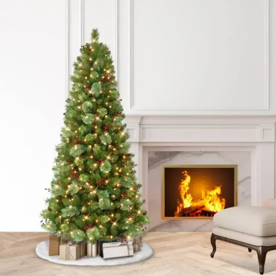 6.5ft. Pre-Lit Washington Spruce Aritificial Christmas Tree, Warm White LED Lights {3}
