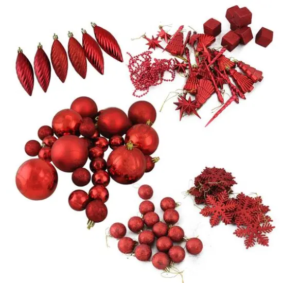 125ct. 5.5" Apple Red Shatterproof 3-Finish Christmas Ornaments {4}