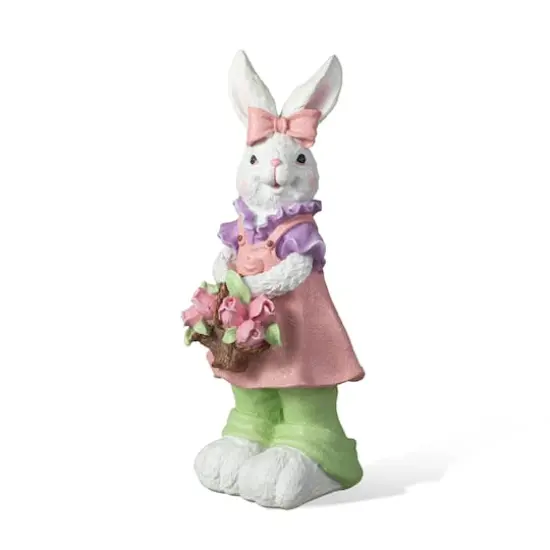 Glitzhome&reg; 17.5" Easter Bunny Girl with Flower Basket Table D&eacute;cor {1}