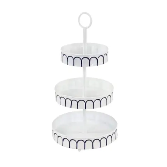 White Iron Farmhouse 3 Tier Tray Cupcake Stand {1}