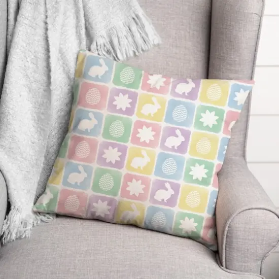 Easter Block Pattern 18" x 18" Throw Pillow {3}