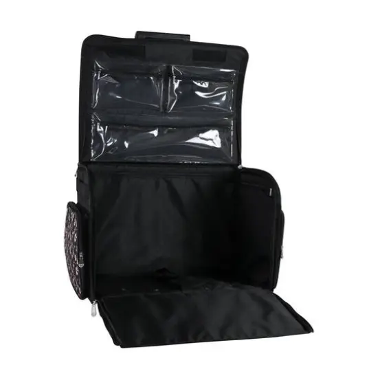 Everything Mary Black Floral 4-Wheel Collapsible Deluxe Sewing Machine Storage Case {4}