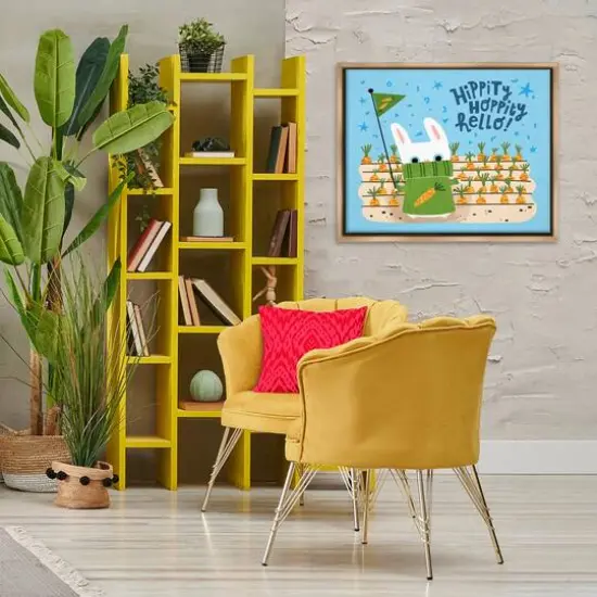 Stupell Industries Hippity Hoppity Hello Bunny Floater Framed Art Brown {3}