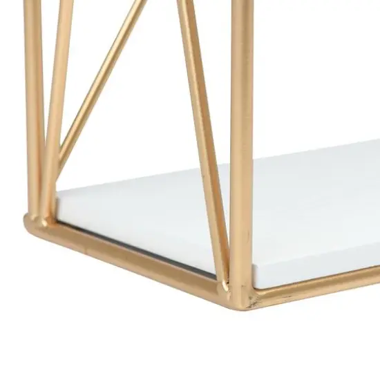 Hello Honey&reg; 24" Wood & Gold Rectangle Wall Shelf White/Gold {5}
