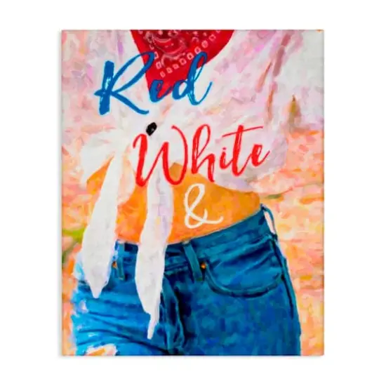 Stupell Industries Red White & Blue Patriotic American Celebration Canvas Wall Art {1}