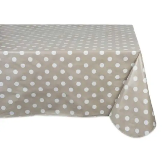 DII&reg; 102" Natural Polka Dot Vinyl Tablecloth {1}