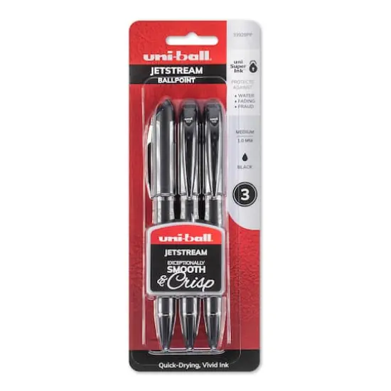 Uni-Ball&reg; Jetstream Black Retractable 3 Pen Set, 1.0mm {1}