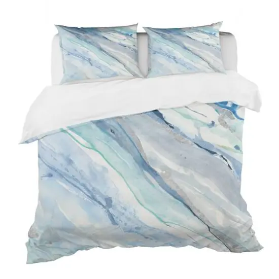Designart Blue Silver Spring II Farmhouse Duvet Cover Set {1}
