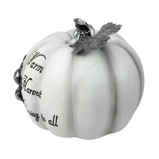 8" White & Black Warm Harvest Pumpkin Tabletop D&eacute;cor {3}
