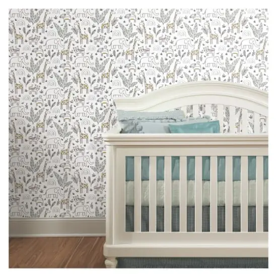 RoomMates White & Yellow Jungle Menagerie Peel & Stick Wallpaper {3}
