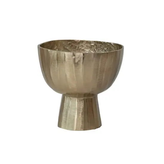 Hello Honey&reg; 8.5" Gold Aureate Creased Metal Planter {3}