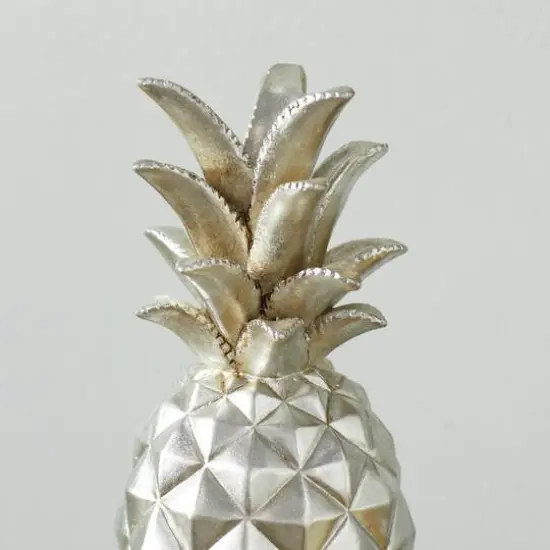 Silver Polystone Traditional Decorative Pineapple, 14" x 6" x 6" {6}