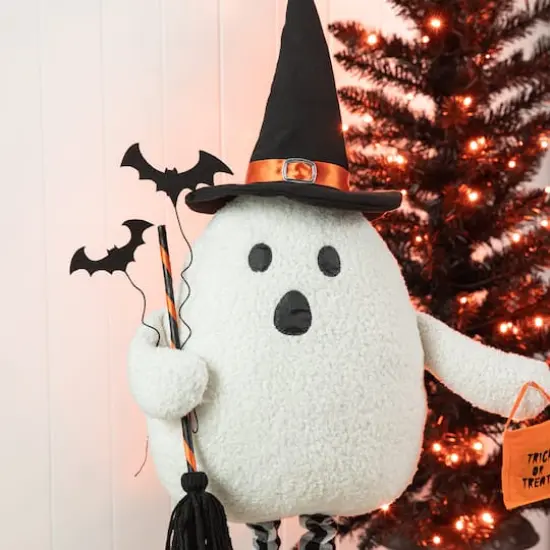 Glitzhome&reg; 38" Lighted Halloween Fabric Ghost Standing D&eacute;cor with Timer {7}
