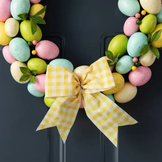 Glitzhome&reg; 18" Easter Egg Shaped Eggs Wreath {6}