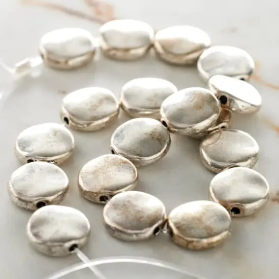 Sterling Silver-Plated Lentil Beads, 10mm by Bead Landing&trade; {3}