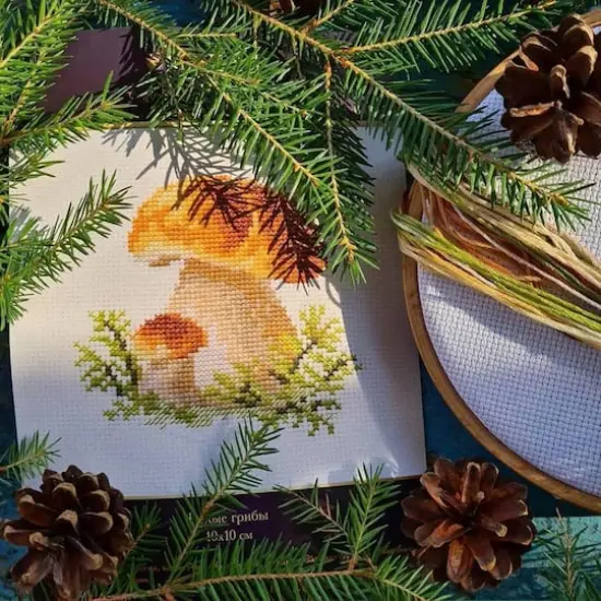 Alisa White Mushrooms Cross Stitch Kit {5}