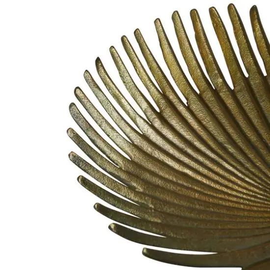 Hello Honey&reg; 13" Antique Gold Finish Decorative Aluminum Palm Frond Tray {5}