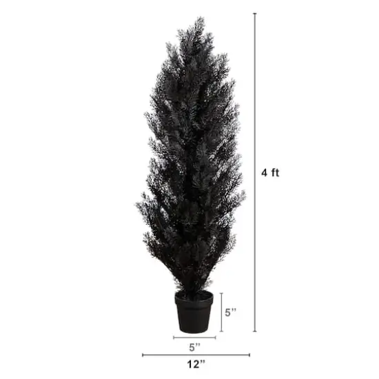 4ft. UV Resistant Artificial Halloween Black Cedar Tree (Indoor/Outdoor) {3}