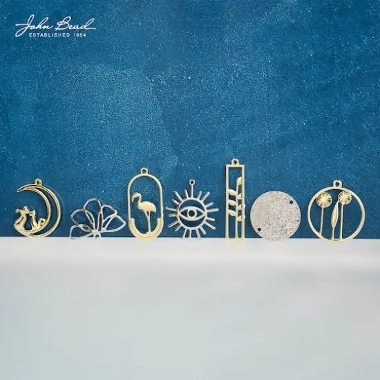 John Bead 21mm Silver Two Leaves Beadwork Pendants, 6ct. {4}