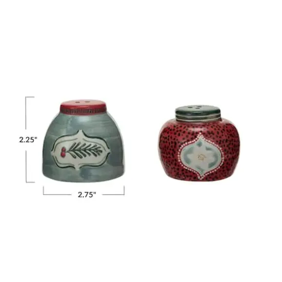 Hello Honey&reg; Holly & Ornament Hand-Painted Stoneware Salt & Pepper Shaker Set {4}