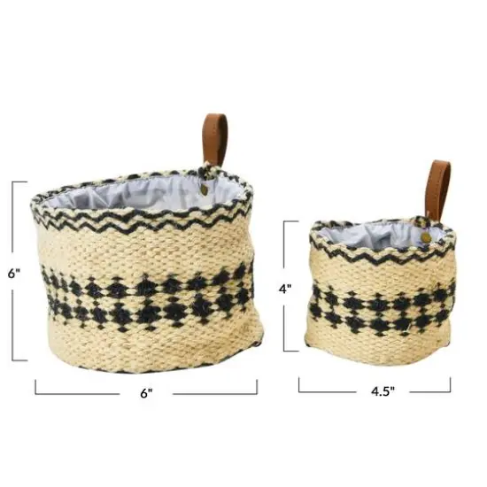 Hello Honey&reg; Black & Cream Woven Jute Basket with Liner Set {8}